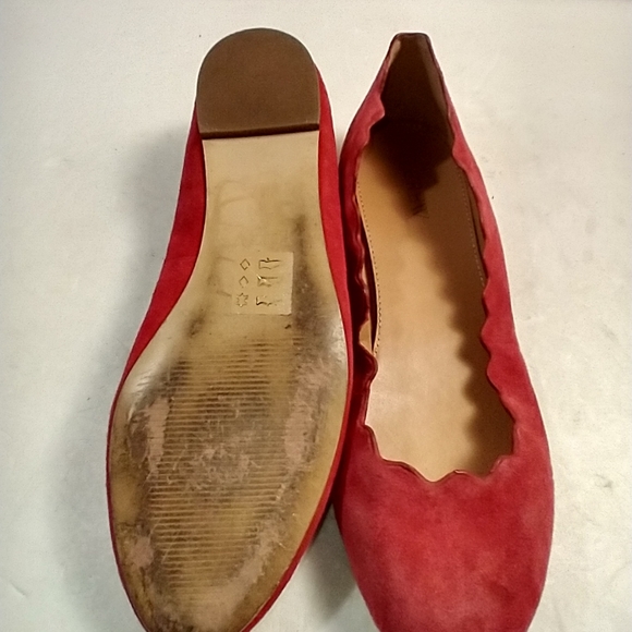 J Crew Scalloped Suede Ballet Flats Shoes Women's sz 8.5. - Picture 8 of 9
